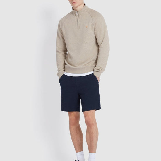 Jim Organic Cotton Quarter Zip Sweatshirt In Hazelnut Marl - RUTHERFORD & Co