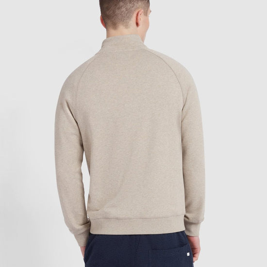 Jim Organic Cotton Quarter Zip Sweatshirt In Hazelnut Marl - RUTHERFORD & Co