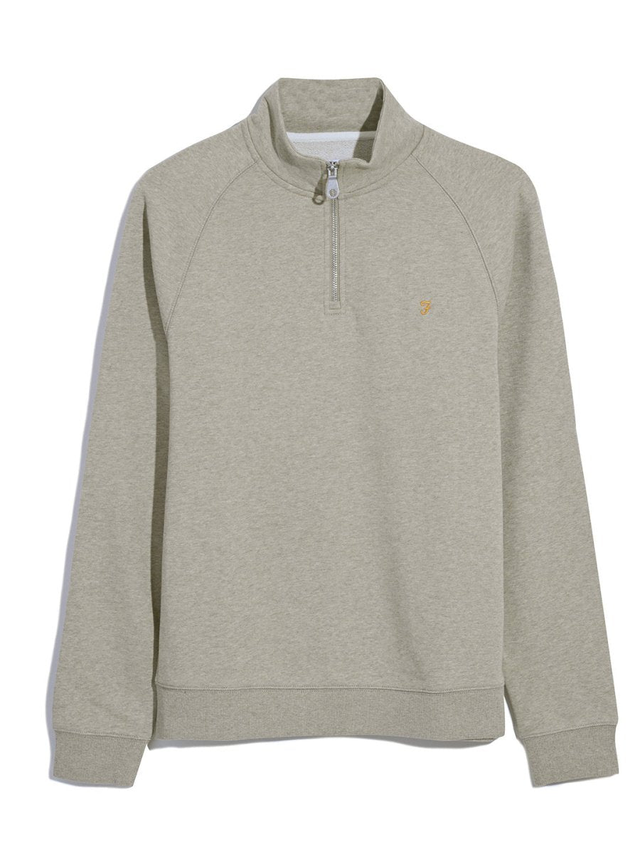 Jim Organic Cotton Quarter Zip Sweatshirt In Hazelnut Marl - RUTHERFORD & Co