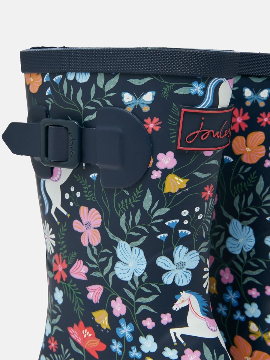 Jnr Navy Blue Printed Wellies - RUTHERFORD & Co