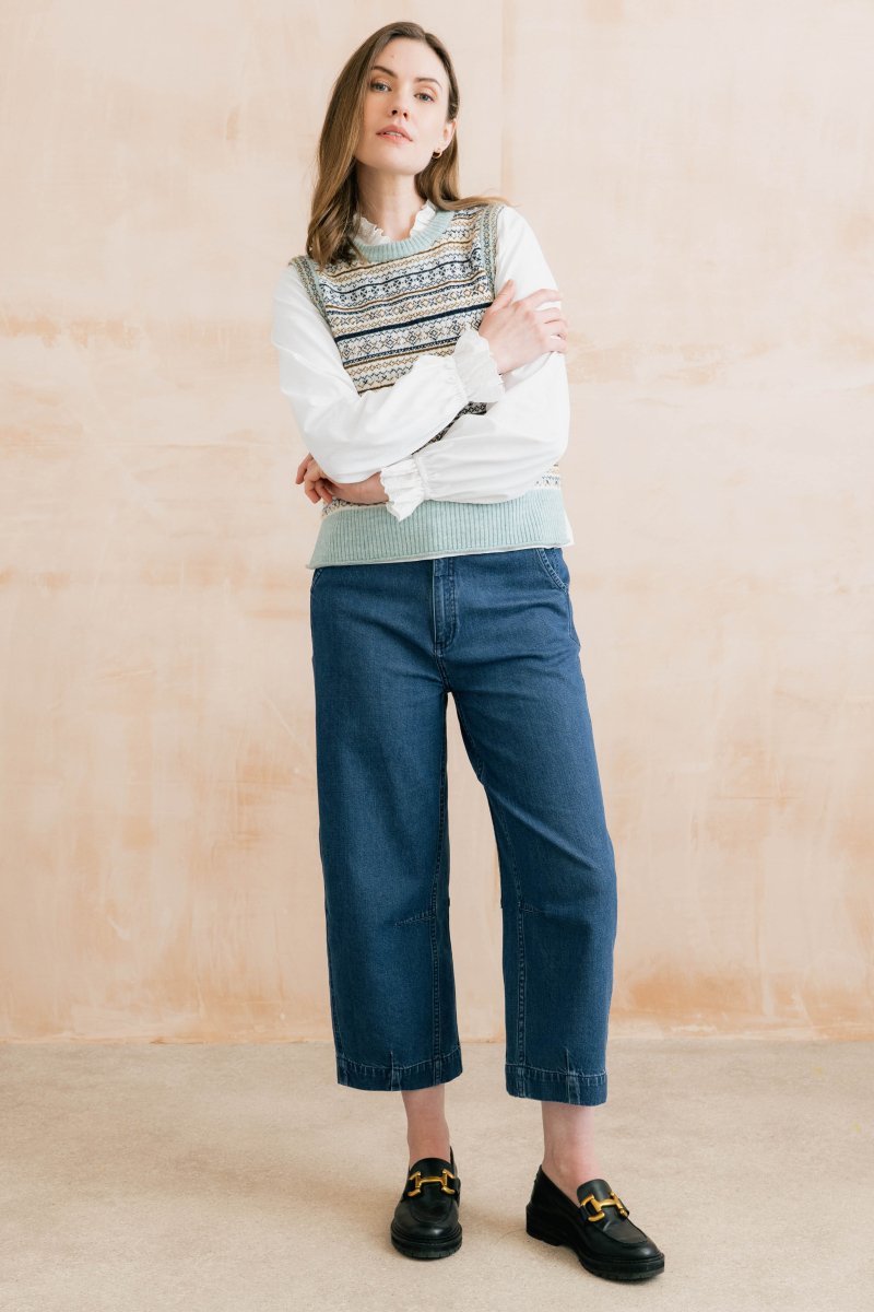 Joan Fair Isle Knitted Tank Mist - RUTHERFORD & Co