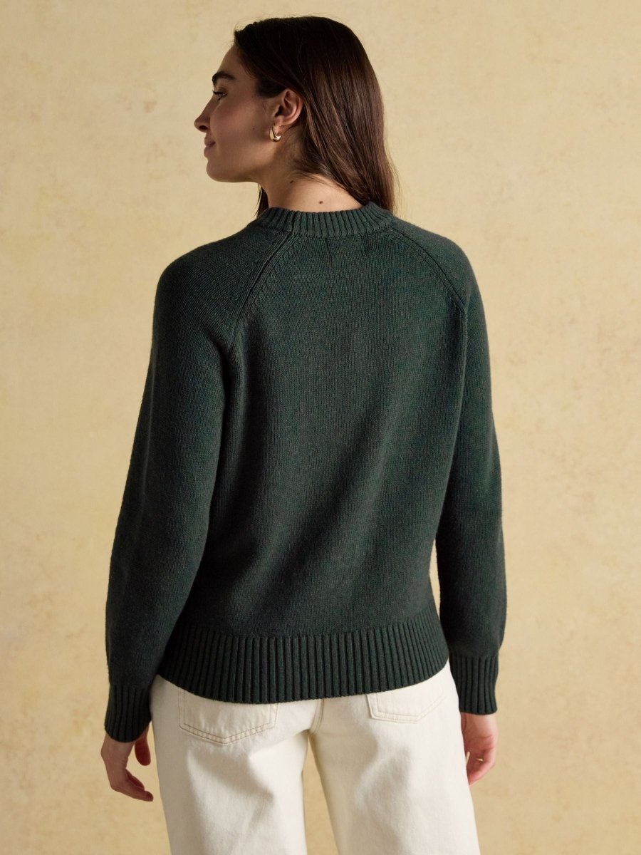 Jonty Green Intarsia Cotton - Rich Crew Neck Jumper - RUTHERFORD & Co