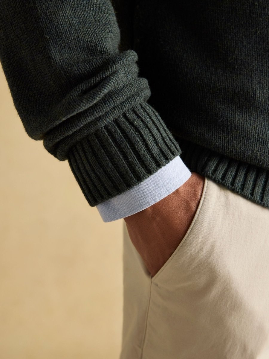 Jonty Green Intarsia Crew Knit Jumper - RUTHERFORD & Co