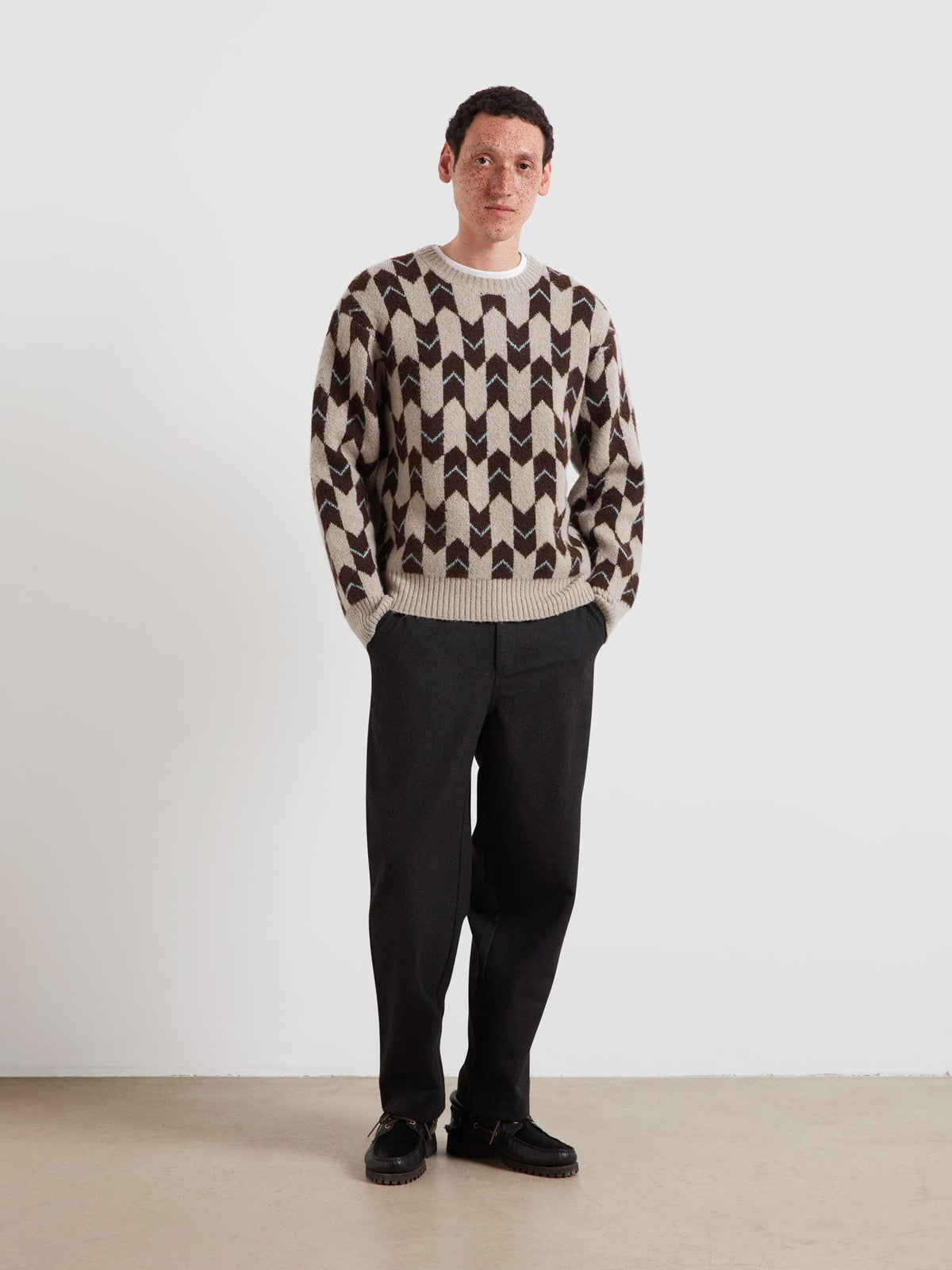 Milt Fairisle Sweater In Dark Brown