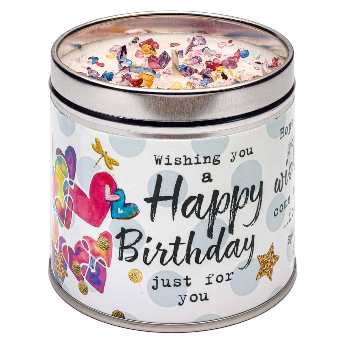 Just Because Scented Candle Tin Happy Birthday - RUTHERFORD & Co