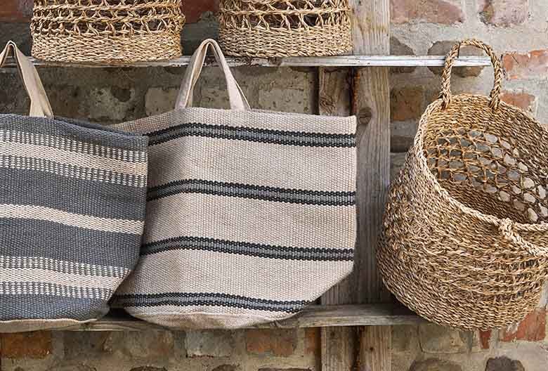 Jute market bag narrow stripe - RUTHERFORD & Co