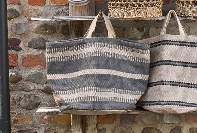 Jute market bag wide stripe - RUTHERFORD & Co