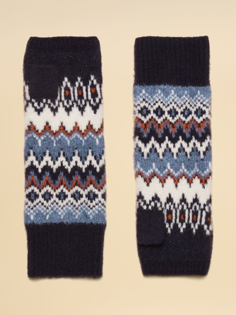 Kara Navy Fingerless Fair Isle Glove - RUTHERFORD & Co