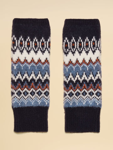 Kara Navy Fingerless Fair Isle Glove - RUTHERFORD & Co