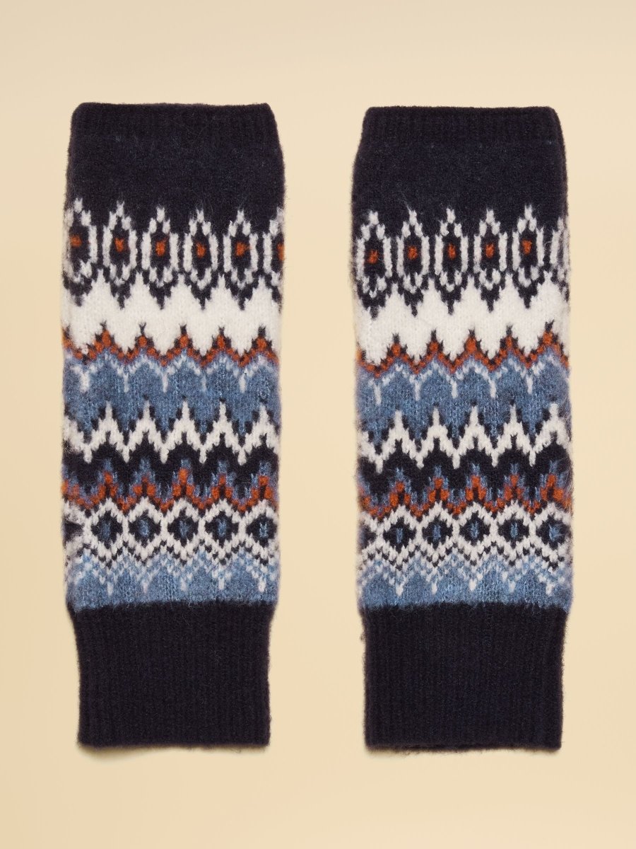 Kara Navy Fingerless Fair Isle Glove - RUTHERFORD & Co