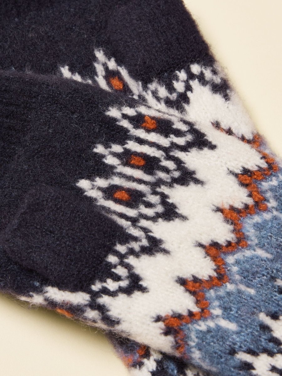 Kara Navy Fingerless Fair Isle Glove - RUTHERFORD & Co