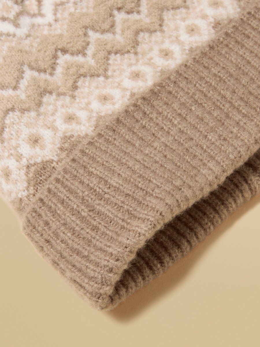Kara Neutral Fairisle Bobble Beanie Hat - RUTHERFORD & Co