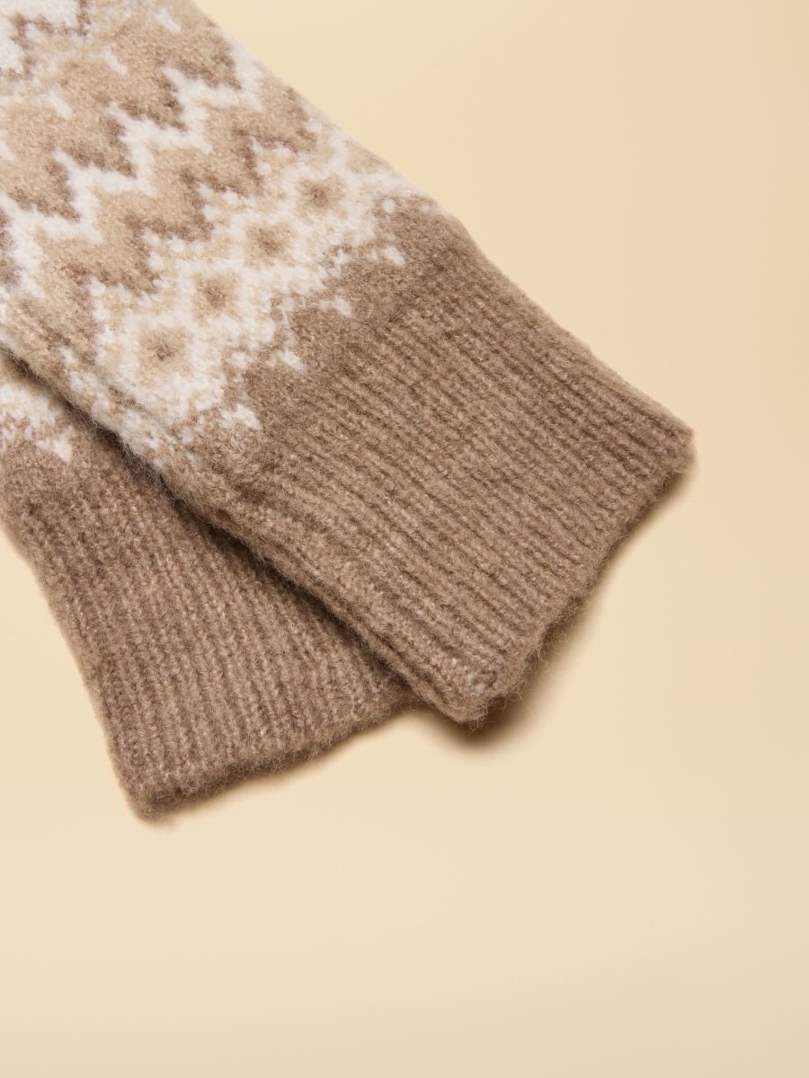 Kara Neutral Fingerless Fairisle Glove - RUTHERFORD & Co