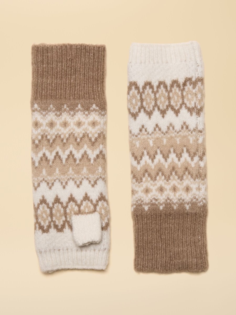 Kara Neutral Fingerless Fairisle Glove - RUTHERFORD & Co