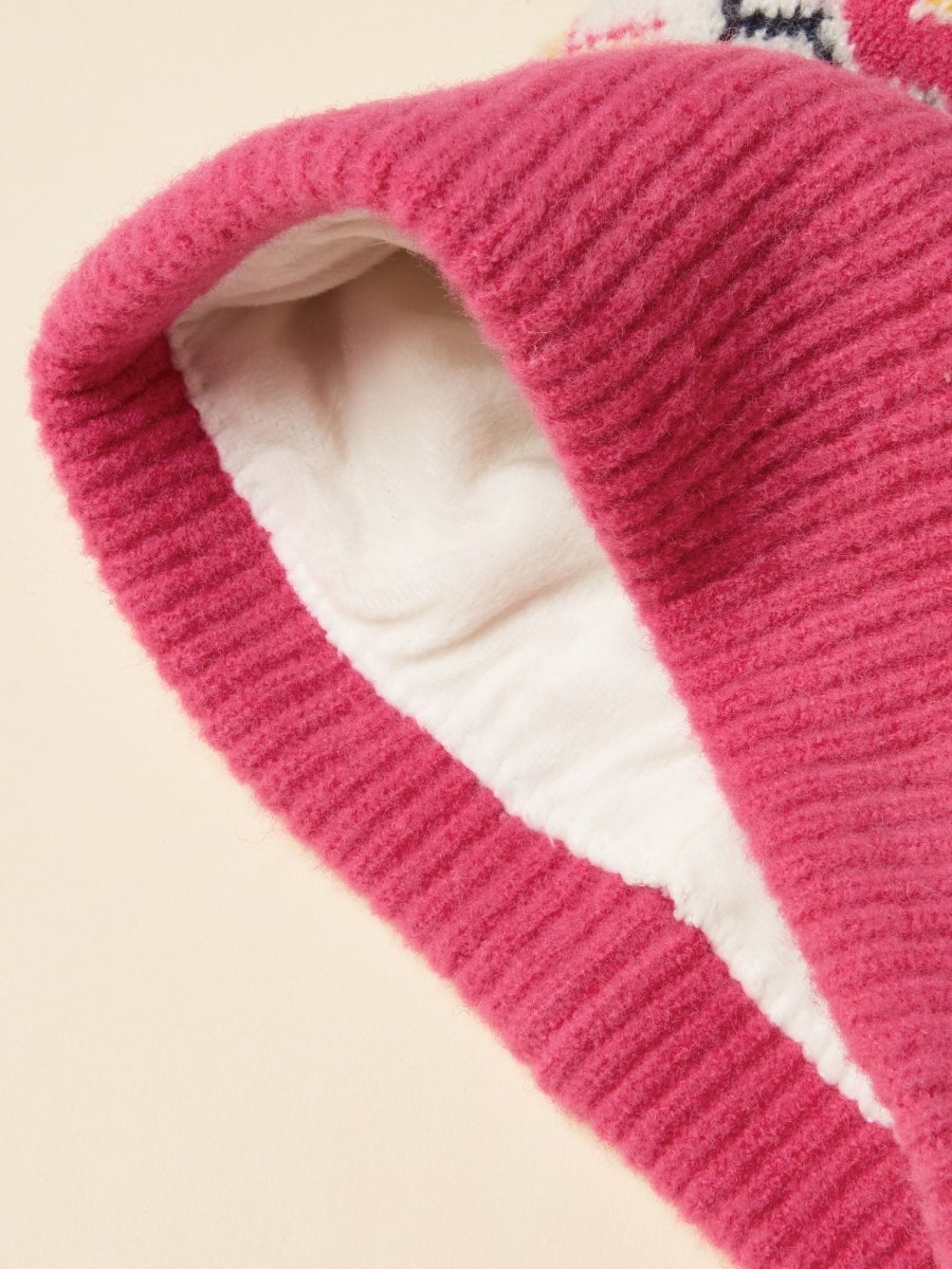 Kara Pink Fair Isle Bobble Beanie Hat - RUTHERFORD & Co