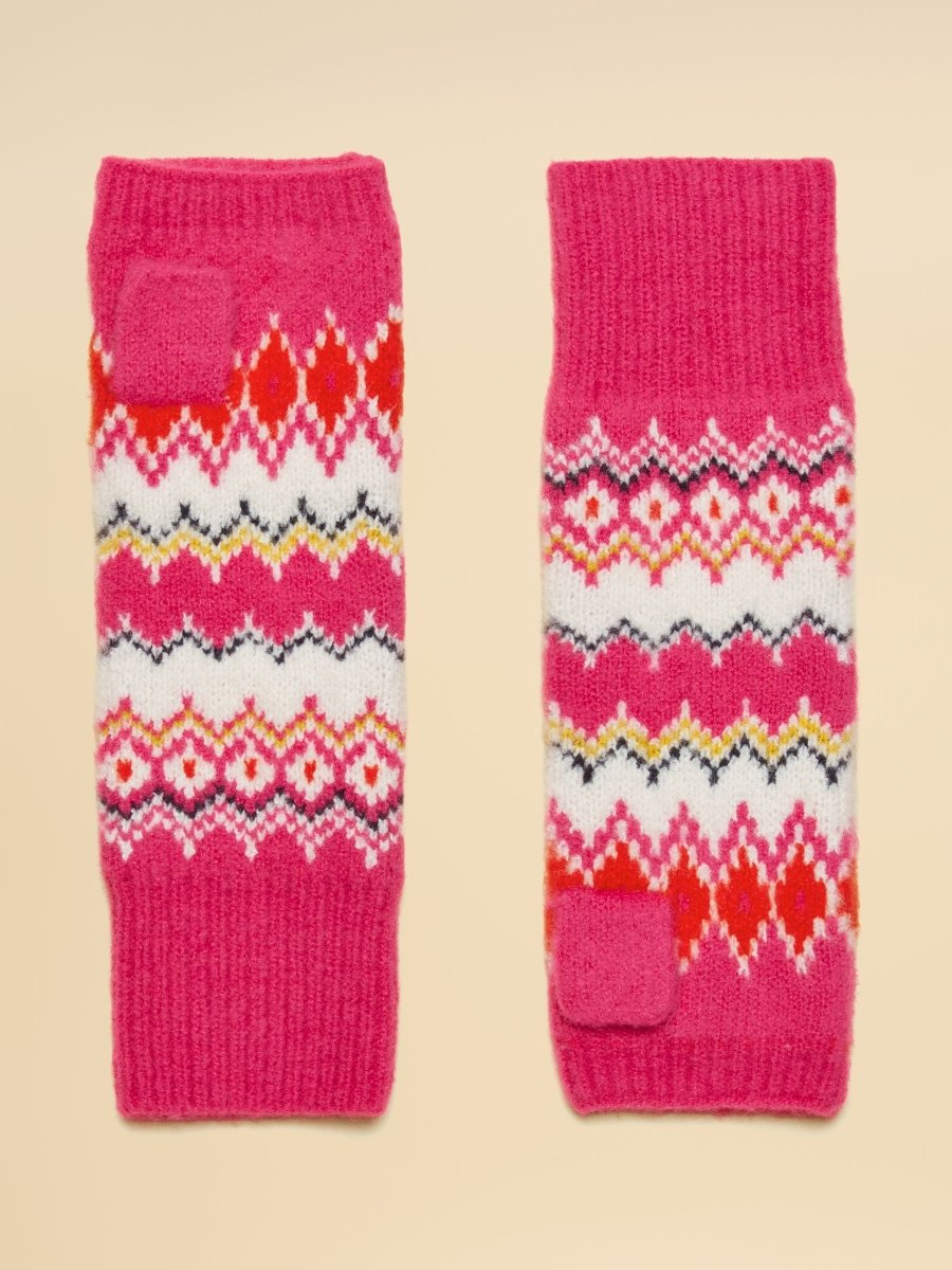 Kara Pink Fingerless Fair Isle Glove - RUTHERFORD & Co