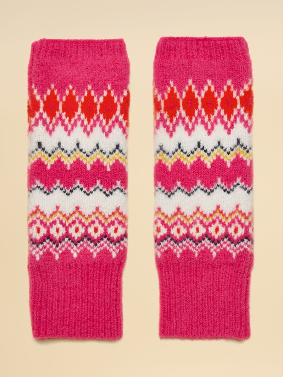 Kara Pink Fingerless Fair Isle Glove - RUTHERFORD & Co