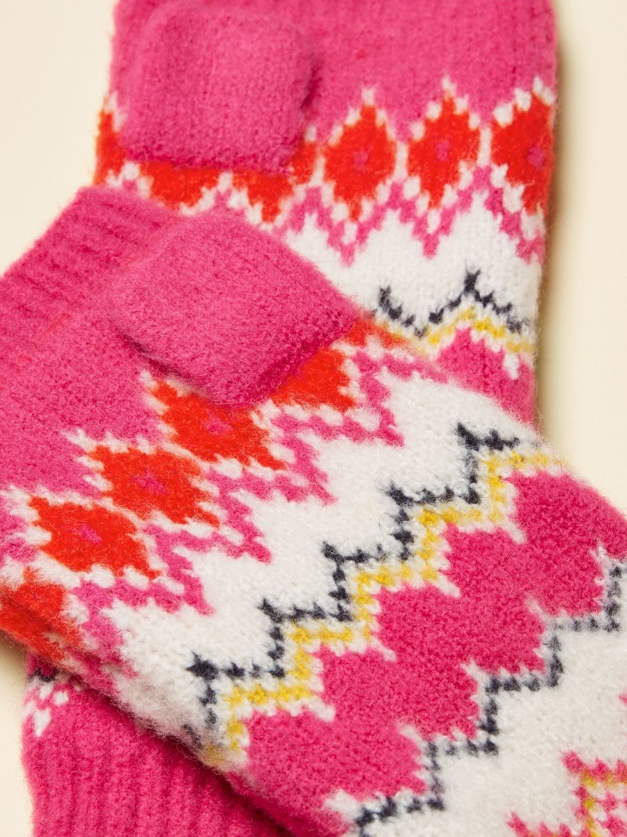 Kara Pink Fingerless Fair Isle Glove - RUTHERFORD & Co