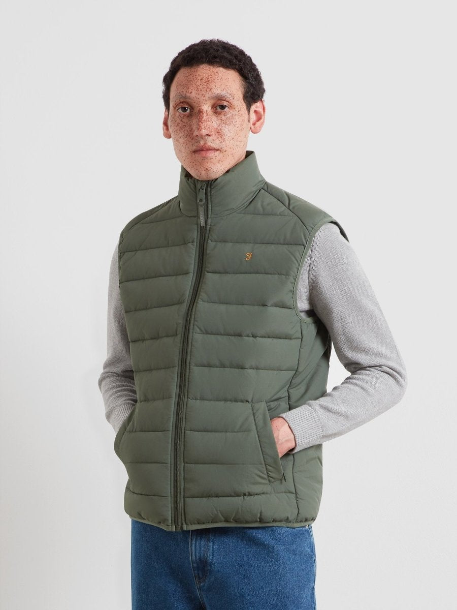Kennedy Wadded Gilet In Rosemary - RUTHERFORD & Co