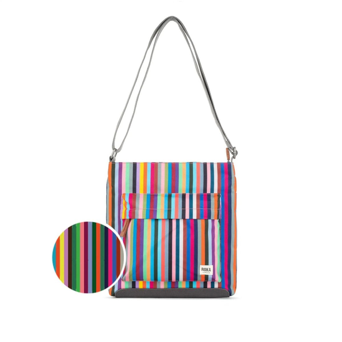 Kennington Crossbody Bag Medium Recycled Canvas - Multi Stripe - RUTHERFORD & Co