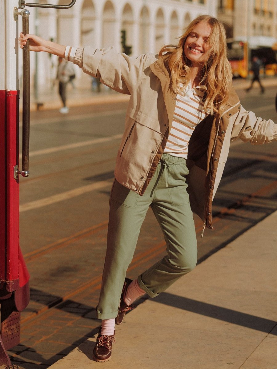 Khaki Green Relaxed Chino Tapered Trousers - RUTHERFORD & Co