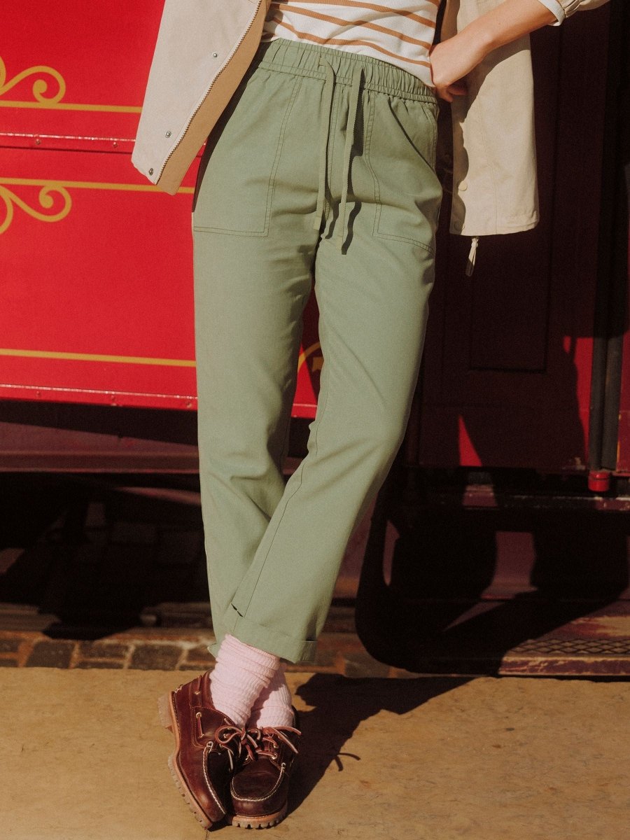 Khaki Green Relaxed Chino Tapered Trousers - RUTHERFORD & Co