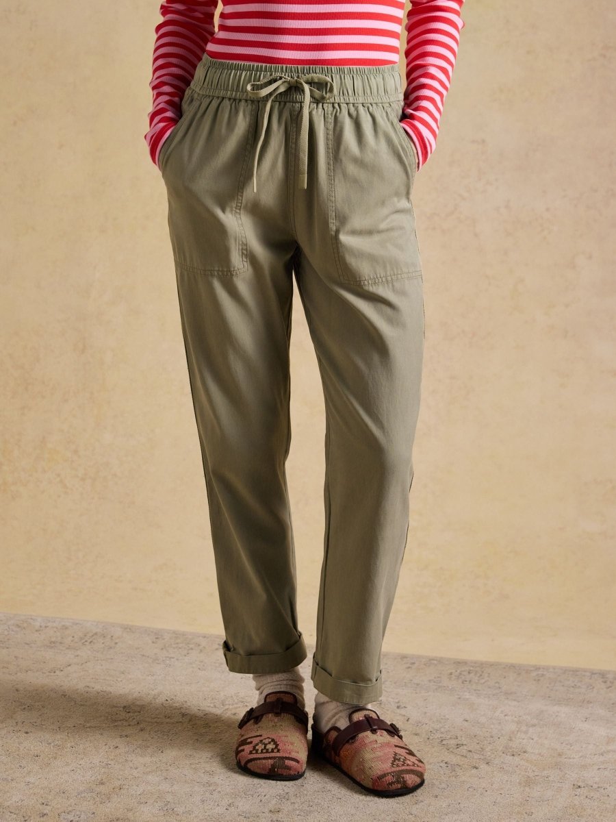 Khaki Green Relaxed Chino Tapered Trousers - RUTHERFORD & Co