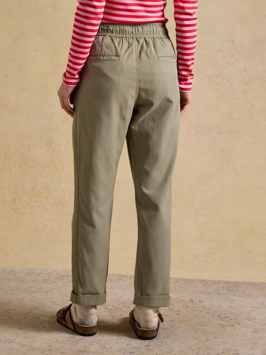 Khaki Green Relaxed Chino Tapered Trousers - RUTHERFORD & Co