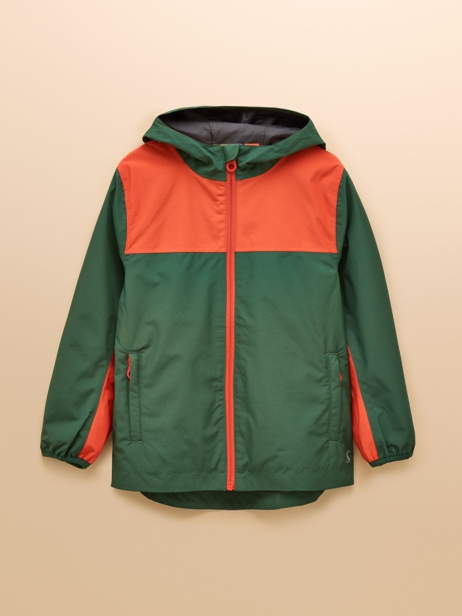 Kids' Ayston Green Colourblock Waterproof Fleece Lined Raincoat - RUTHERFORD & Co