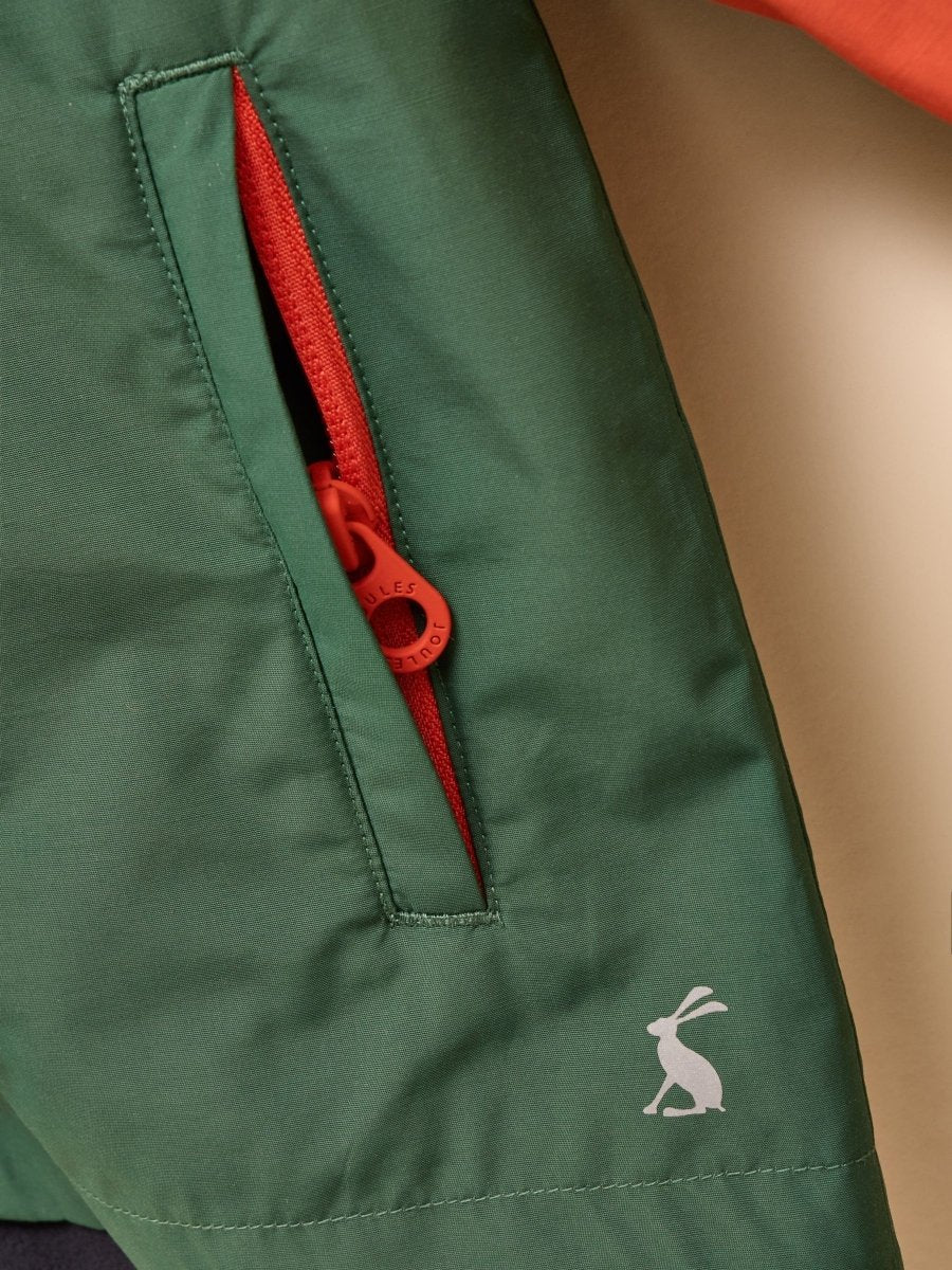 Kids' Ayston Green Colourblock Waterproof Fleece Lined Raincoat - RUTHERFORD & Co