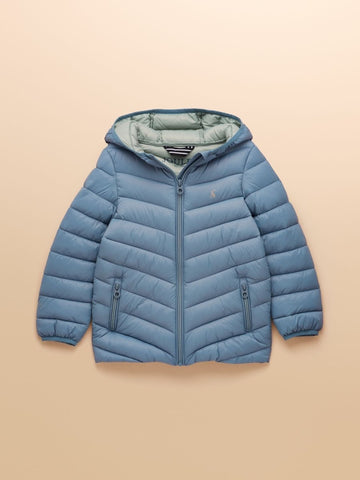 Kids' Cairn Blue Showerproof Padded Coat with Hood - RUTHERFORD & Co