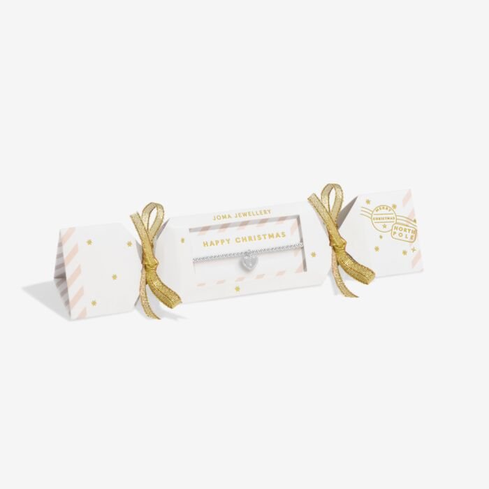 Kids' Christmas Cracker 'Happy Christmas' Bracelet in Silver Plating - RUTHERFORD & Co