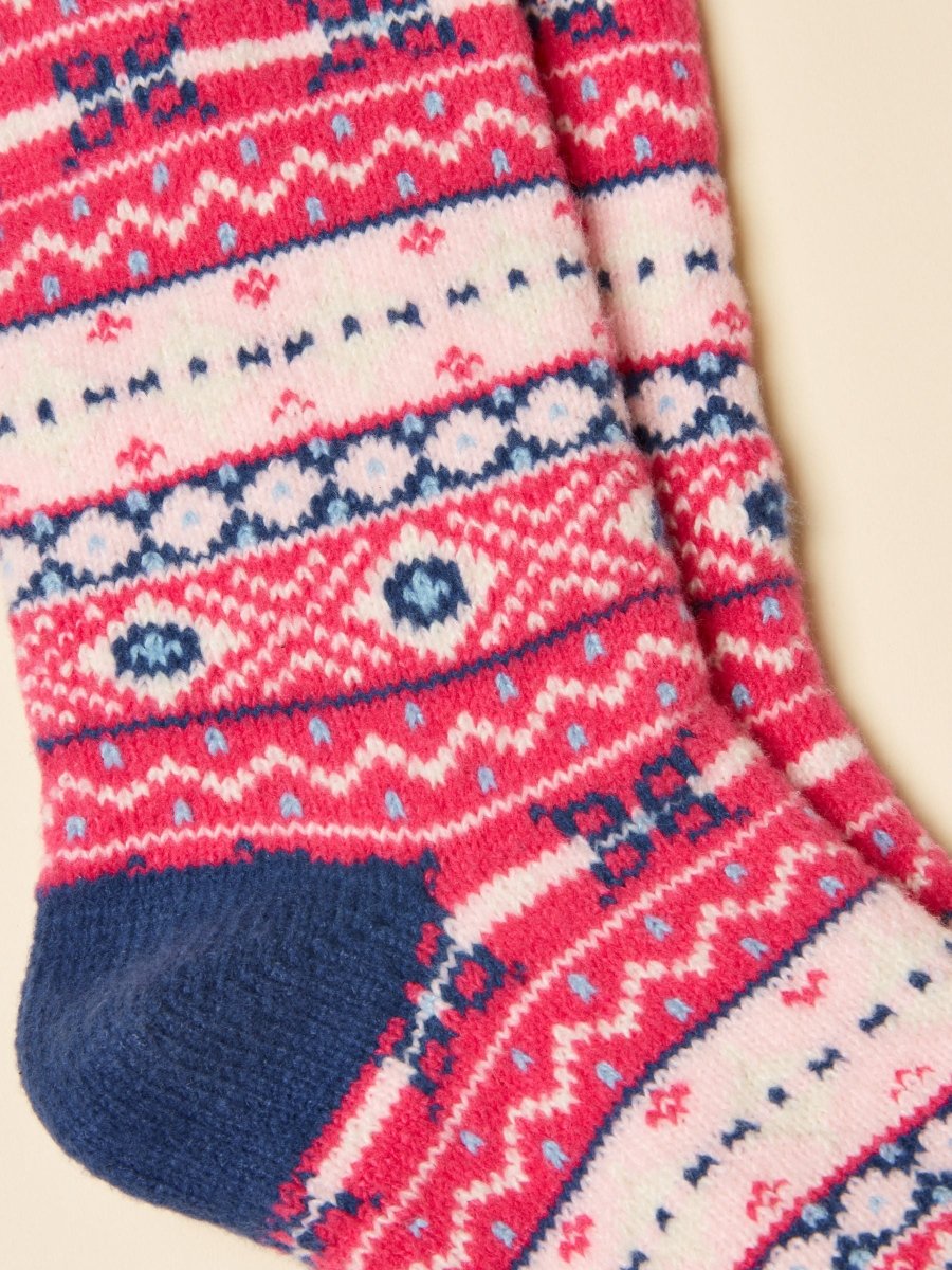 Kids' Cosy Pink Fair Isle Socks - RUTHERFORD & Co