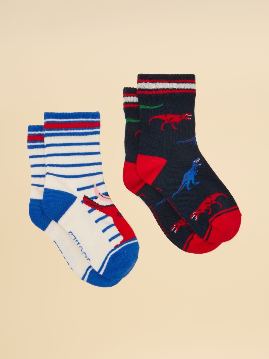 Kids' Eat Feet Red Dino 2 Pack Socks - RUTHERFORD & Co