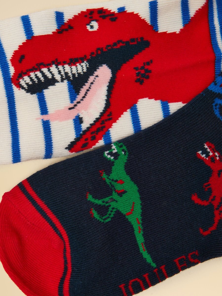 Kids' Eat Feet Red Dino 2 Pack Socks - RUTHERFORD & Co