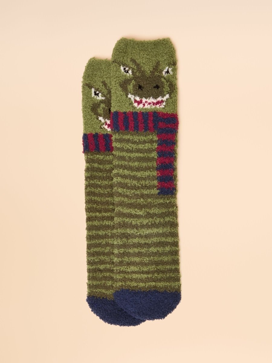 Kids Fluffy Green Character Socks - RUTHERFORD & Co