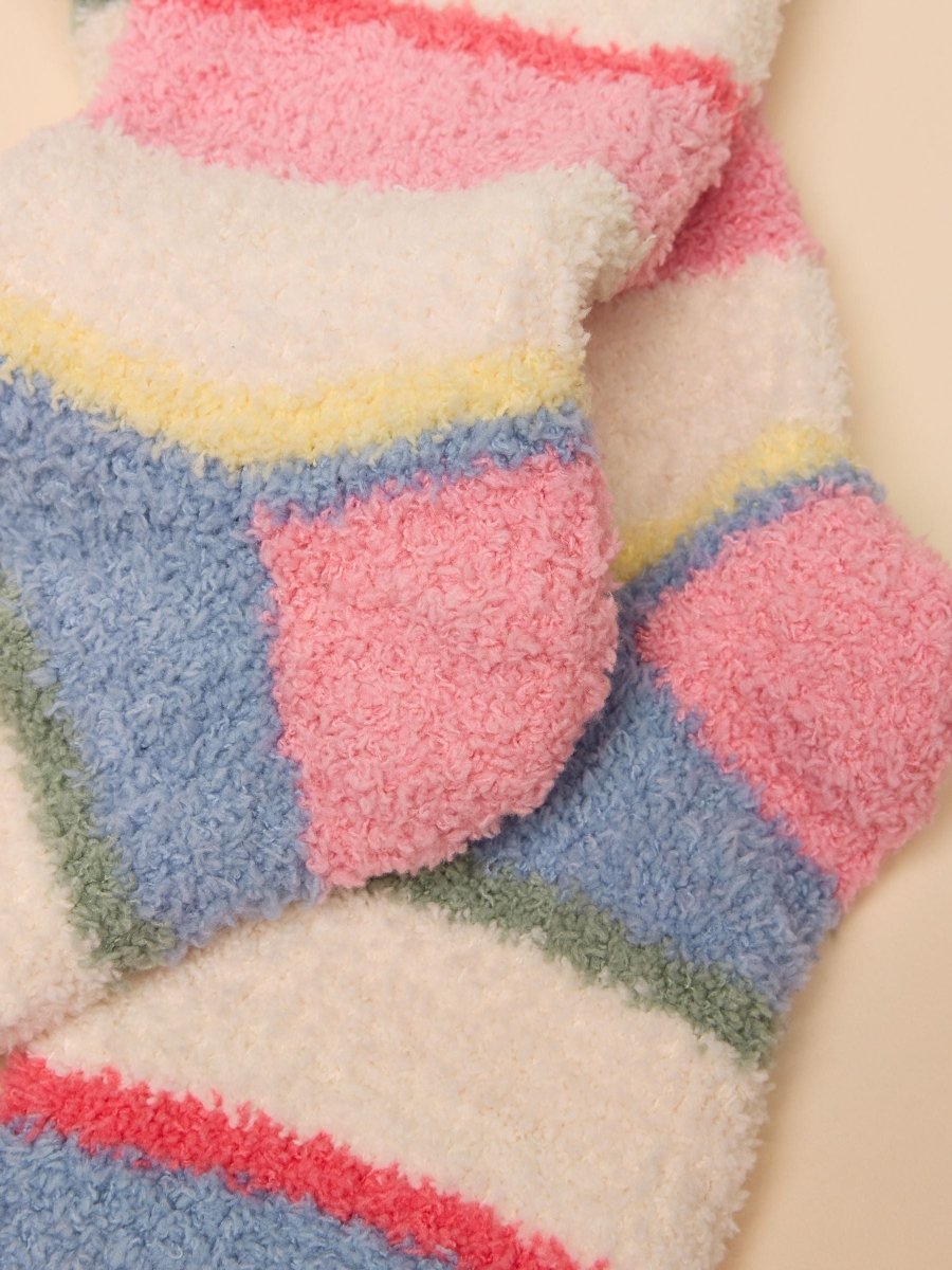 Kids Fluffy Pink Stripe Socks - RUTHERFORD & Co