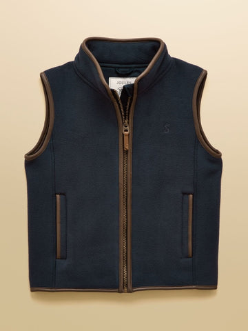 Kids' Heritage Navy Blue Fleece Gilet - RUTHERFORD & Co