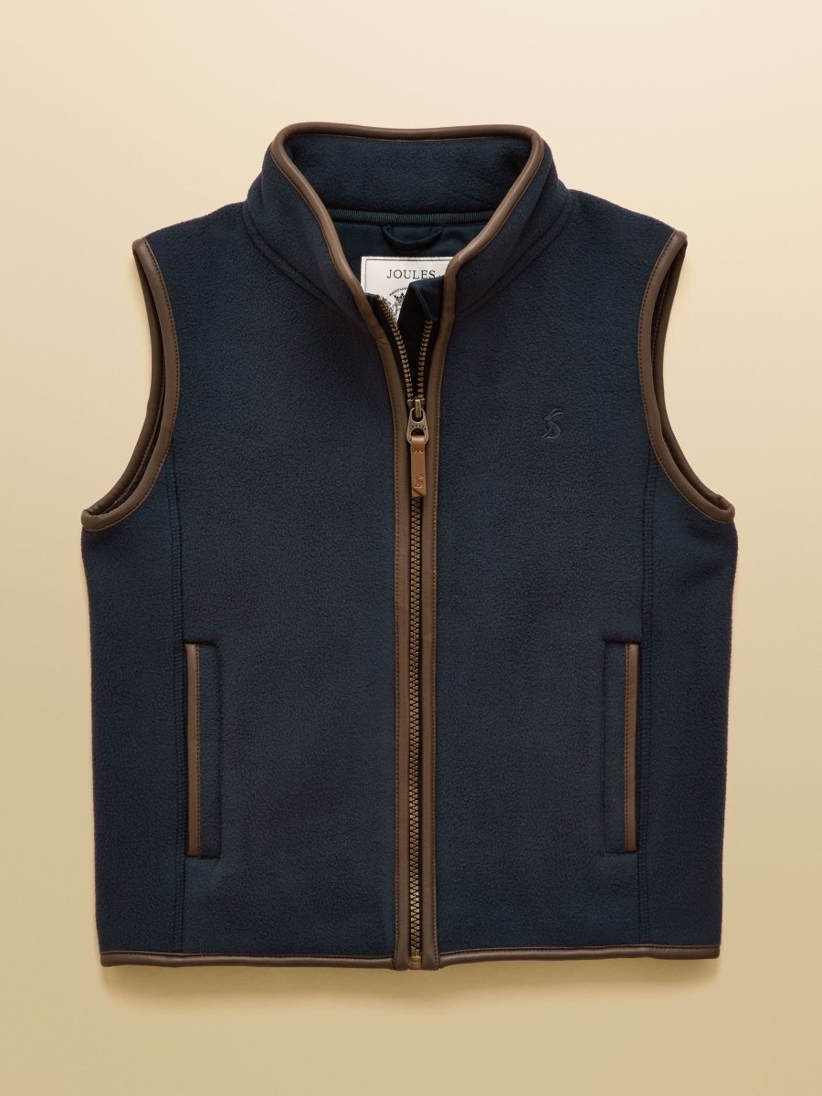 Kids' Heritage Navy Blue Fleece Gilet - RUTHERFORD & Co