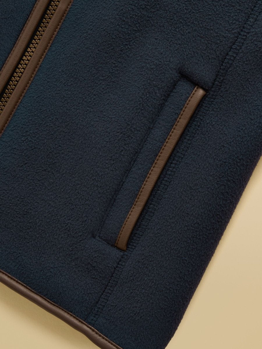 Kids' Heritage Navy Blue Fleece Gilet - RUTHERFORD & Co