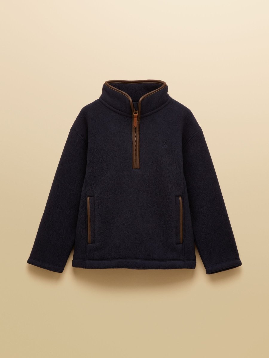 Kids' Heritage Navy Blue Fleece Quarter Zip - RUTHERFORD & Co