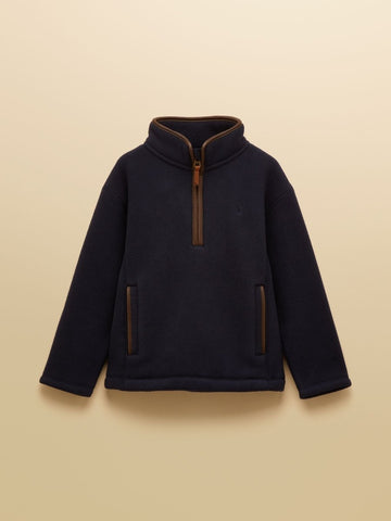 Kids' Heritage Navy Blue Fleece Quarter Zip - RUTHERFORD & Co