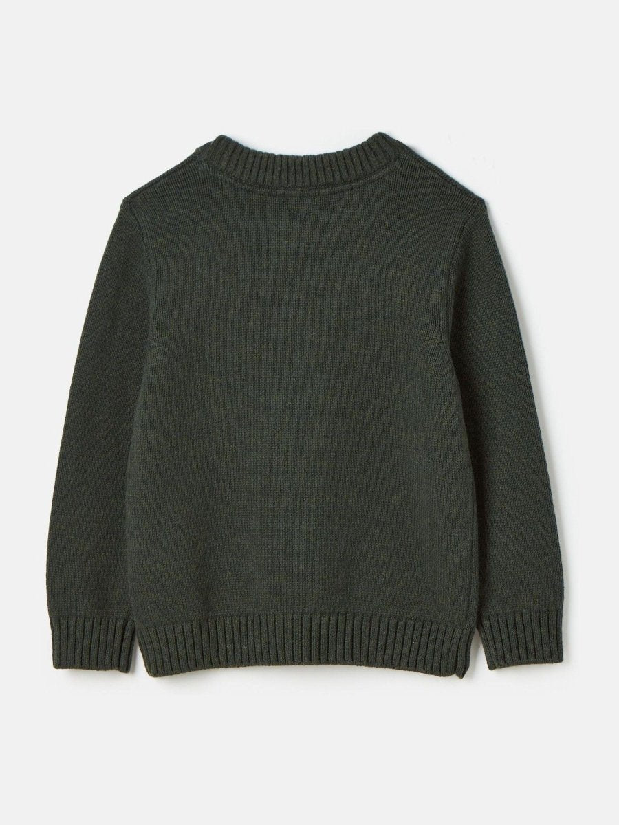 Kids' Jonty Green Intarsia Fox Artwork Jumper - RUTHERFORD & Co