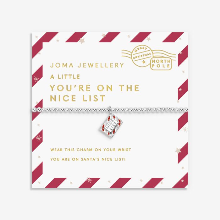 Kids' Love From Santa 'You're On The Nice List' Bracelet in Silver Plating - RUTHERFORD & Co