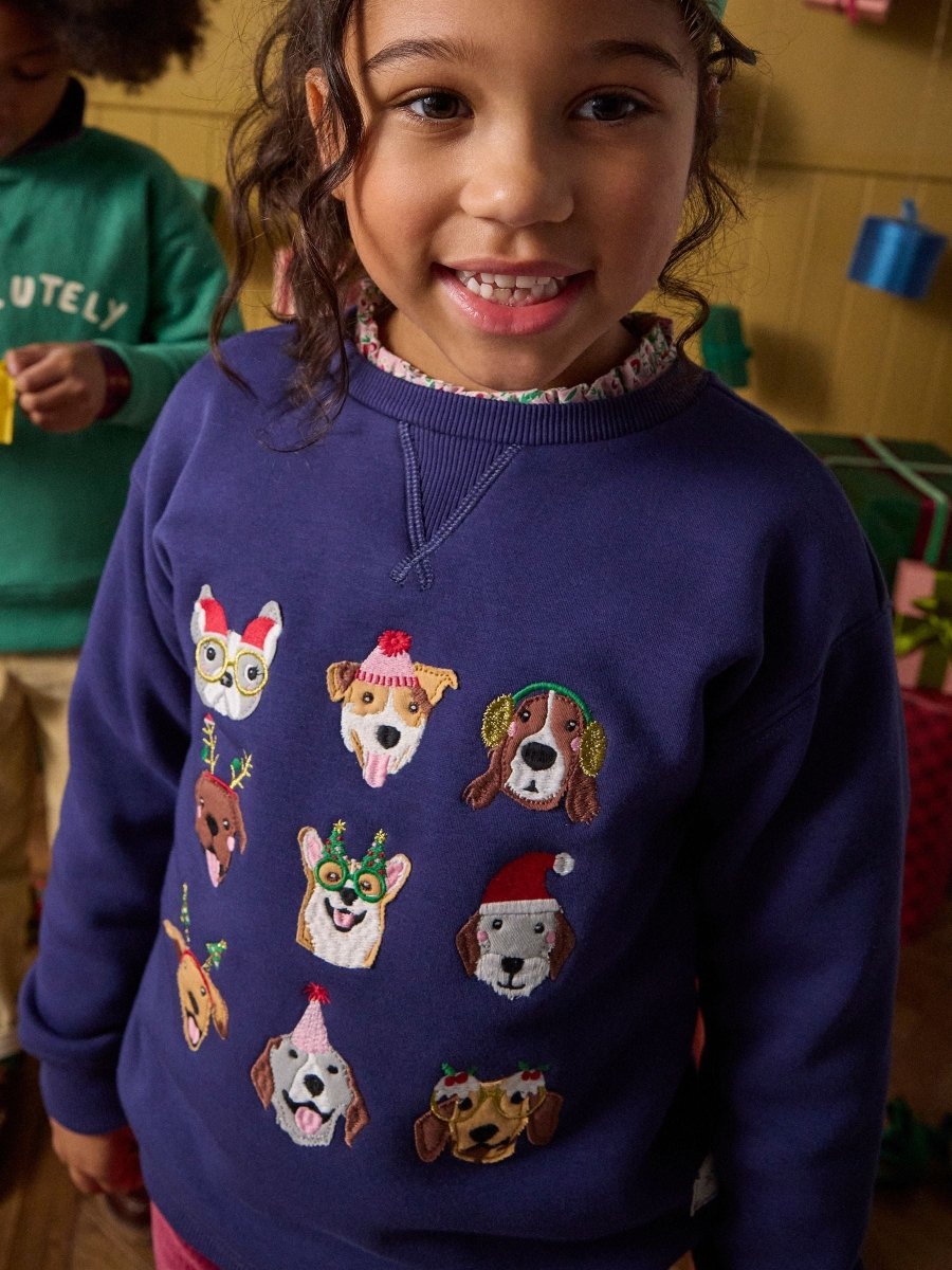 Kids' Mackenzie Navy Blue Sweatshirt With Faux Faur Lining - RUTHERFORD & Co