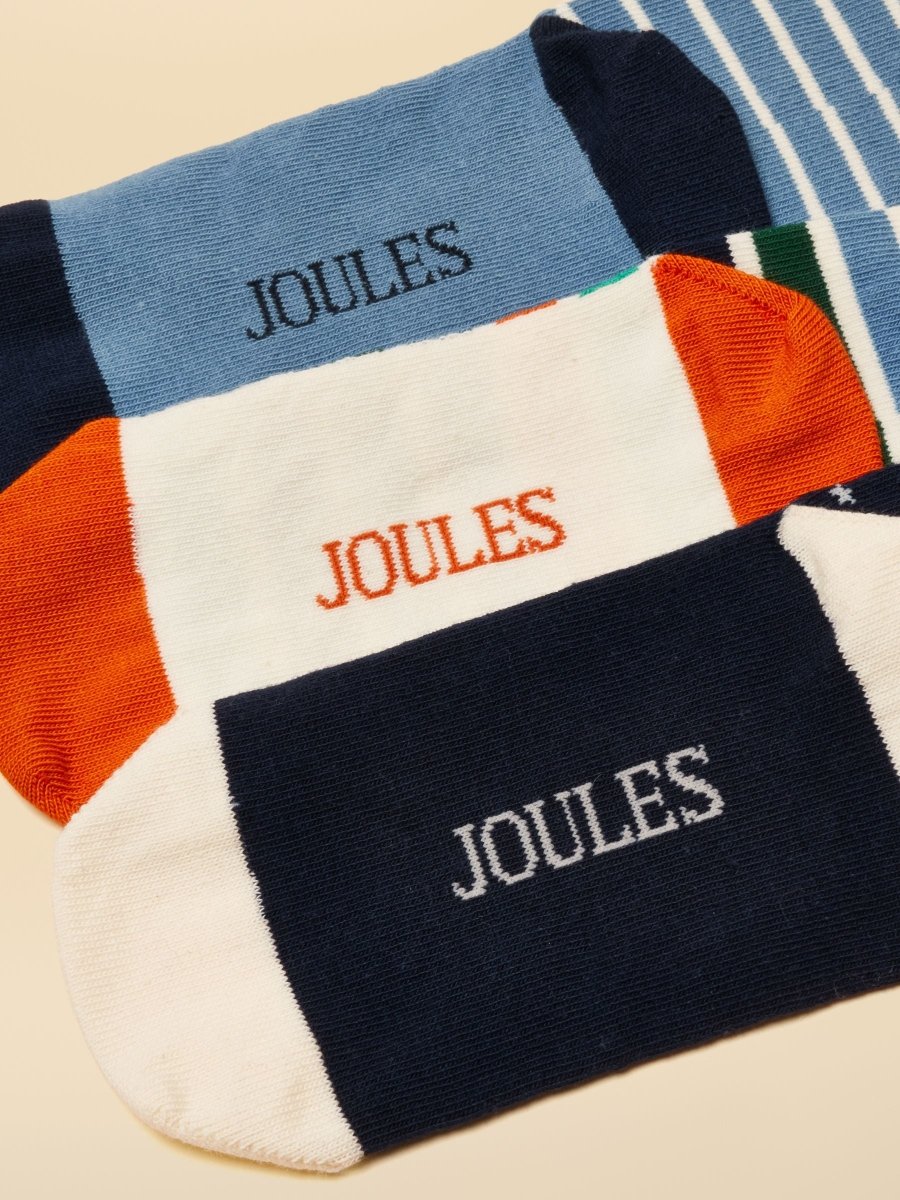 Kids' Neat Feet Blue & Orange Socks 3 Pack - RUTHERFORD & Co