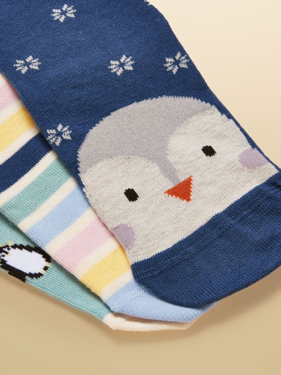 Kids' Neat Feet Navy Penguin Socks 3 Pack - RUTHERFORD & Co