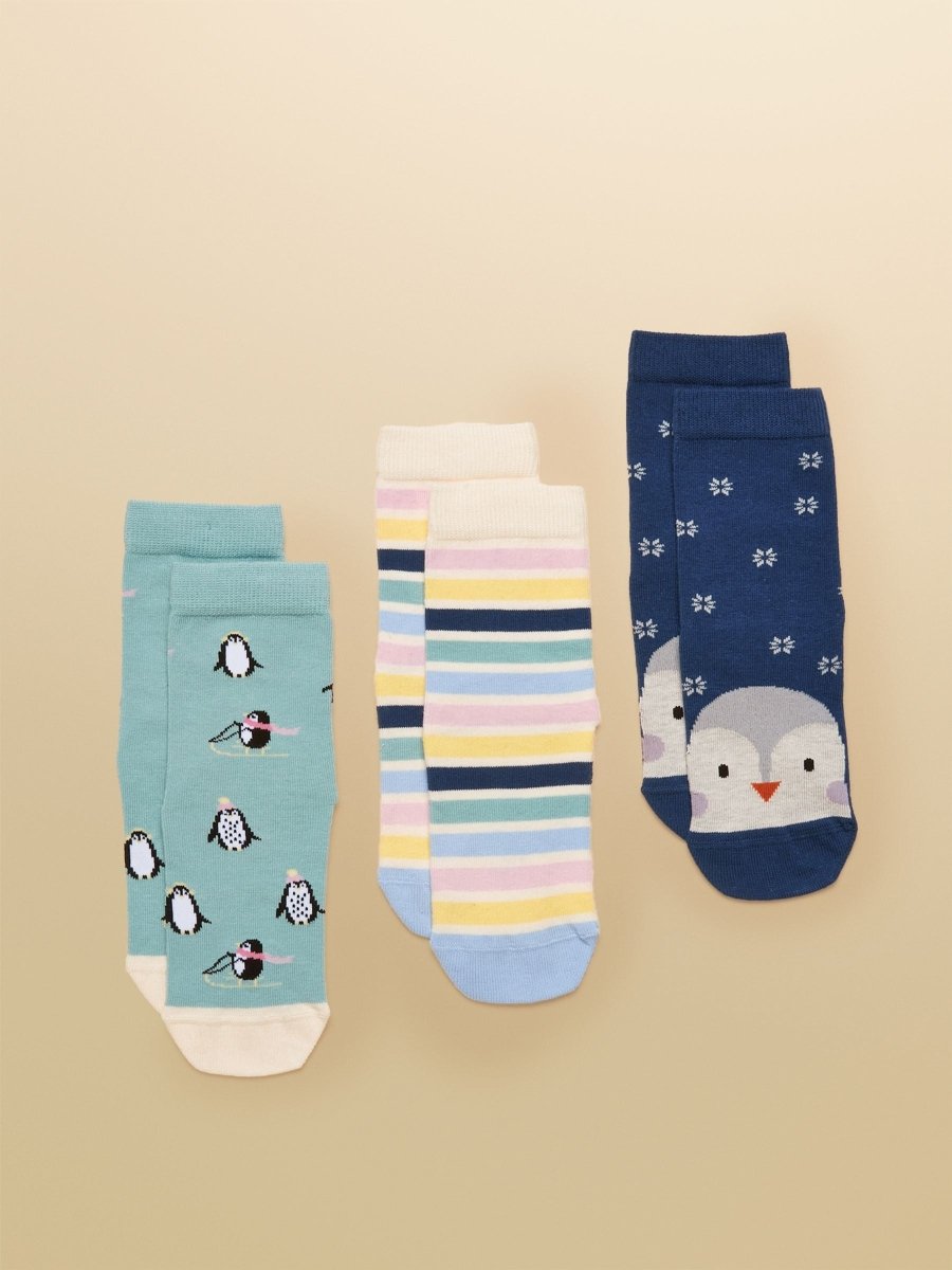 Kids' Neat Feet Navy Penguin Socks 3 Pack - RUTHERFORD & Co