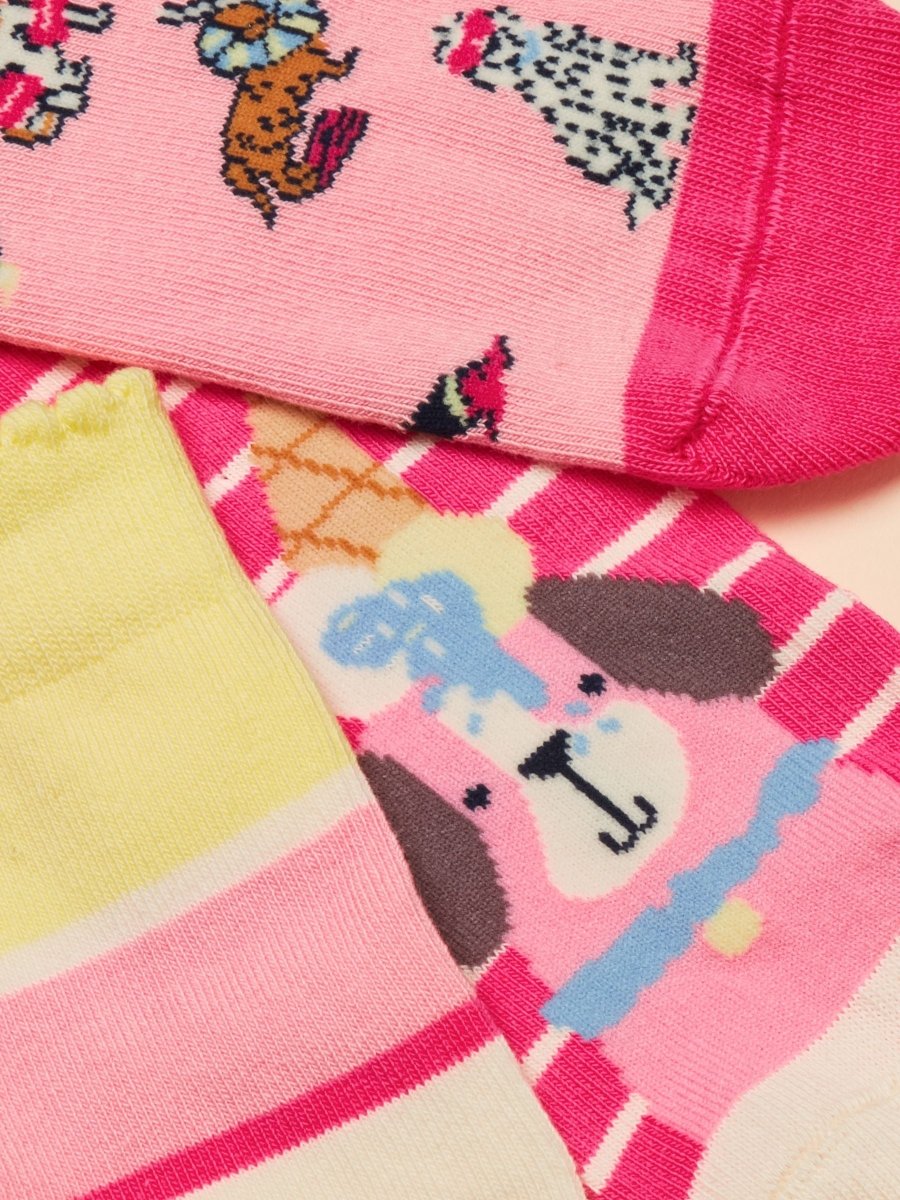 Kid's Neat Feet Pink Dog Cotton Socks 3 Pack - RUTHERFORD & Co