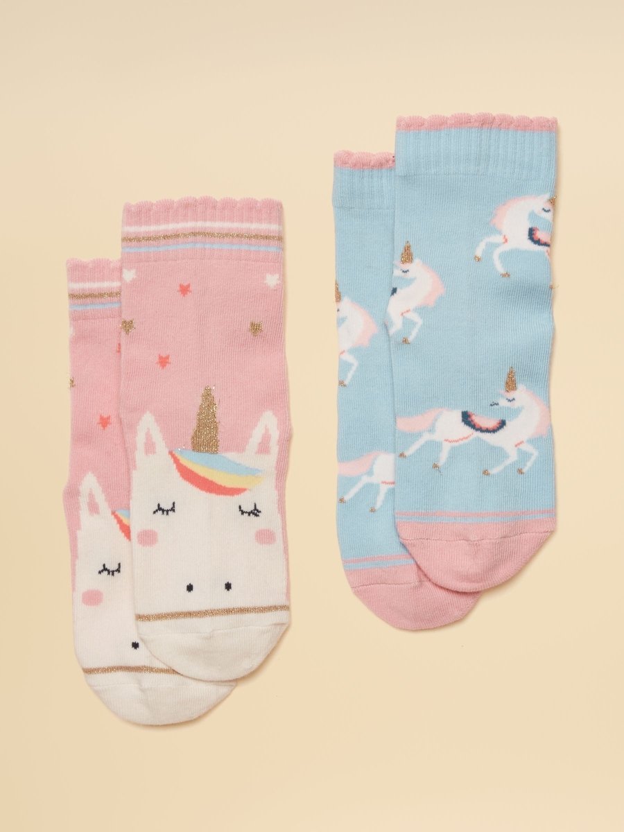 Kids' Neat Feet Pink Unicorn 2 Pack Socks - RUTHERFORD & Co